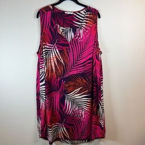 Beach Lunch Lounge Kayla Shift Dress Pink Purple Tropical Vacation Women's Sz 1X